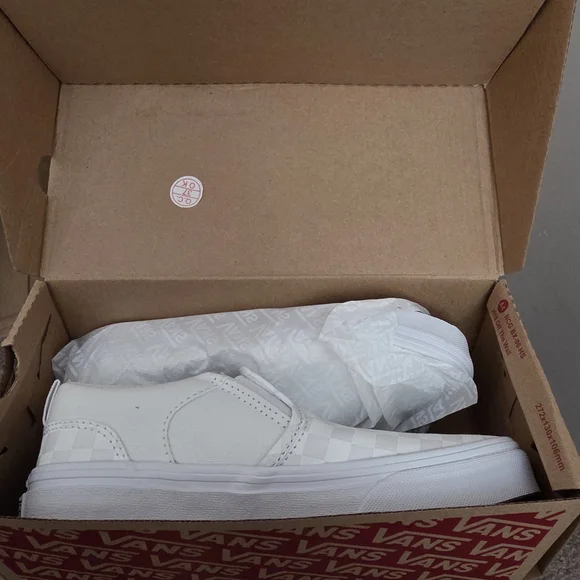 Vans Checkerboard White Slip-On Sneakers - Picture 3 of 3